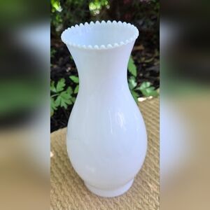 Vintage Milk Glass Oil/Electric Lamp Shade 10" Tall Chimney RUFFLE TOP